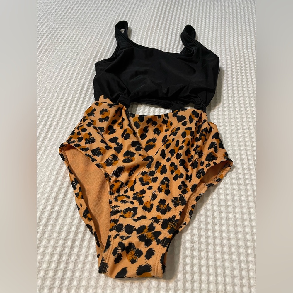NWOT Leopard Print Kids One Piece Swimsuit
